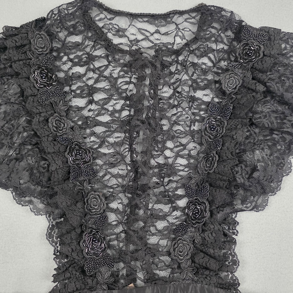 Recollections Lace Corset Black Victorian Ruffles Flowers Edwardian Gothic sz M - Picture 8 of 12